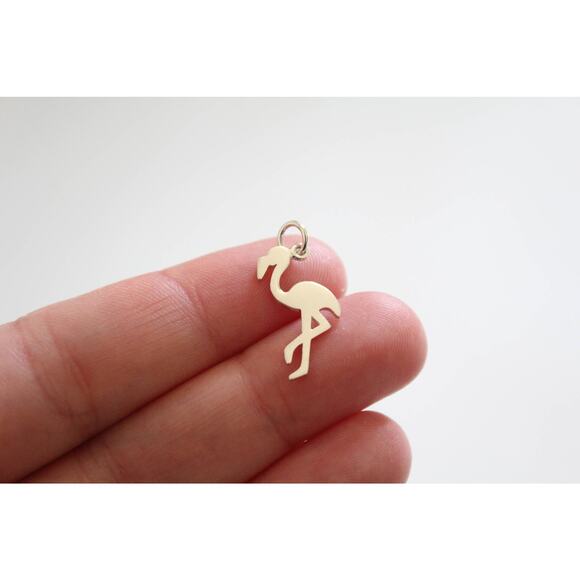 Sterling Silver Flamingo Cutout Charm, Flamingo Charm, Bird Charm - Picture 2 of 4